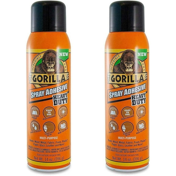 Gorilla Spray Adhesive Multipurpose - Heavy Duty, Repositionable - 14 oz, Clear