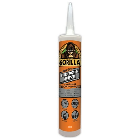Gorilla Heavy Duty White Construction Adhesive, 9 oz Cartridge
