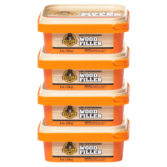 Gorilla High Performance Wood Filler: 8 oz. tub (Natural) [4-pack]
