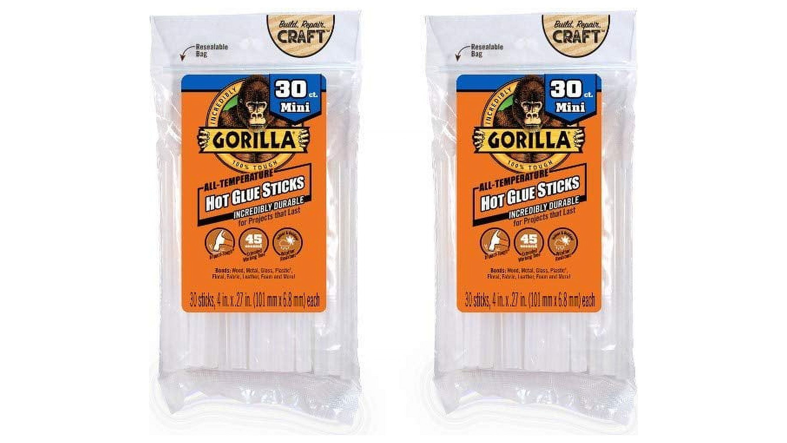  Gorilla Hot Glue Sticks, Mini Size, 4 in Long x .27 in