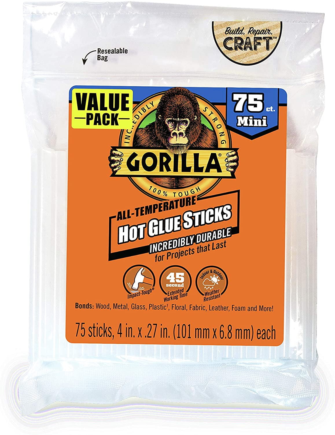 Gorilla Glue Mini Hot Glue Sticks, Each