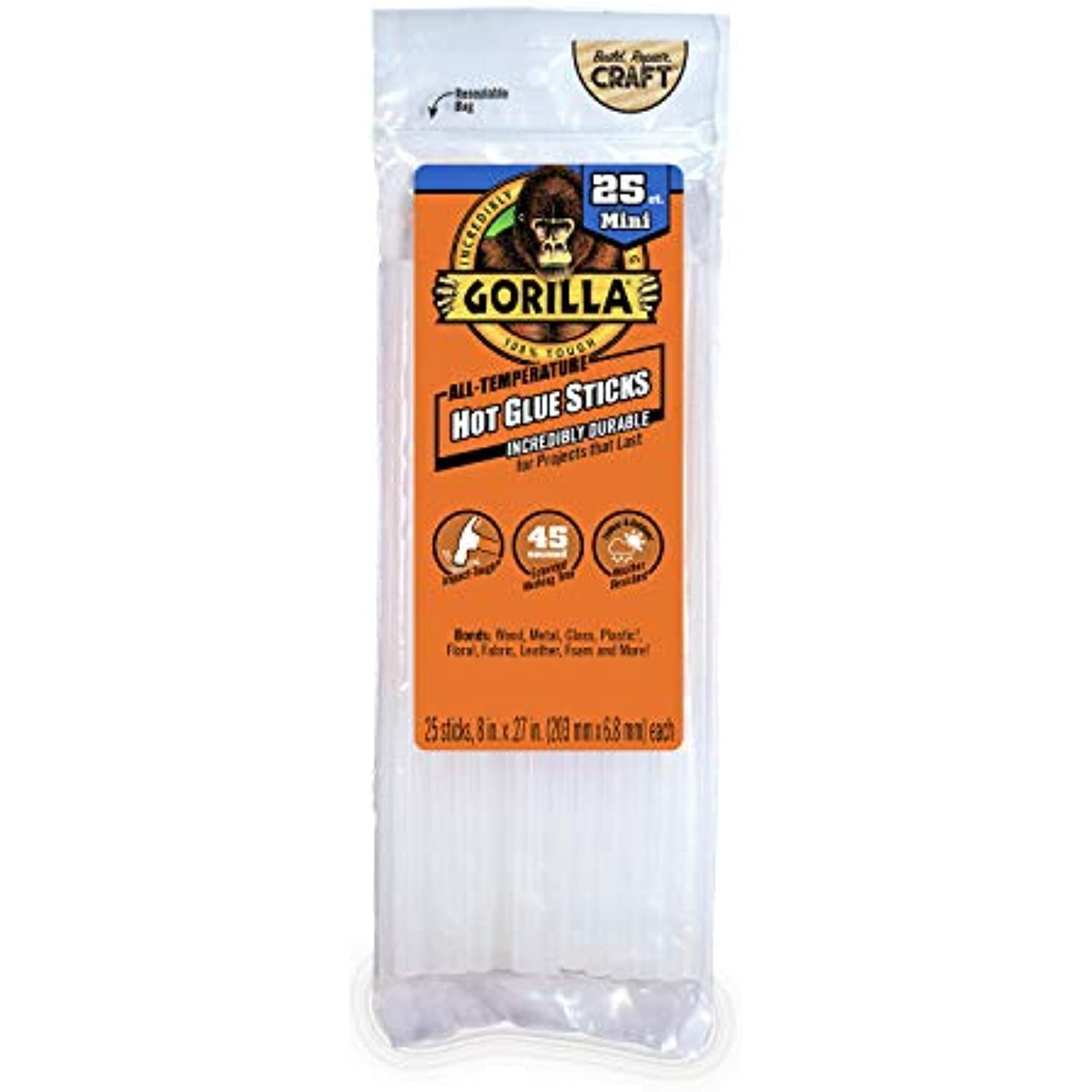 SHALL Full Size Hot Glue Sticks, 0.43” Dia x 4” Long, 120-pack