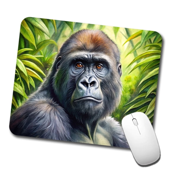 Gorilla In Rainforest Watercolor Mouse Pad Low Profile Gaming Mat