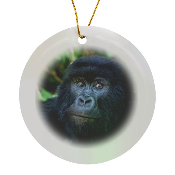 3drose, Gorilla in the Forest, Parc National Des Volcans, Rwanda, Circle Porcelain Ornament