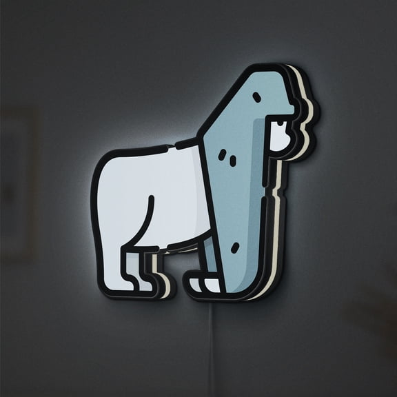 Gorilla LED Lightbox - Zoo Wild Ape Mammal Decor, Custom Led Sign for Home Office Shop Decor (Width 8 inch, 20cm)