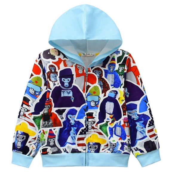 Gorilla Label 4-10 Year Old Children's Zipper Jacket Boys' Fashion Zipper Hoodie