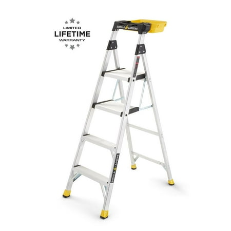 Gorilla Ladders Removable Dual Platform Heavy Duty Ladder With Project Bucket, 5.5 ft, Aluminum, Multicolor
