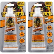 Gorilla Max Strength Clear Construction Adhesive, 2.5 Ounce Squeeze Tube, Clear, Pack of 2