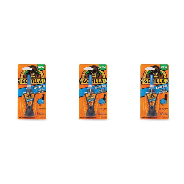 Gorilla Micro Precise Super Glue, 5 Gram, Clear, 3 Pack of 1 Walmart