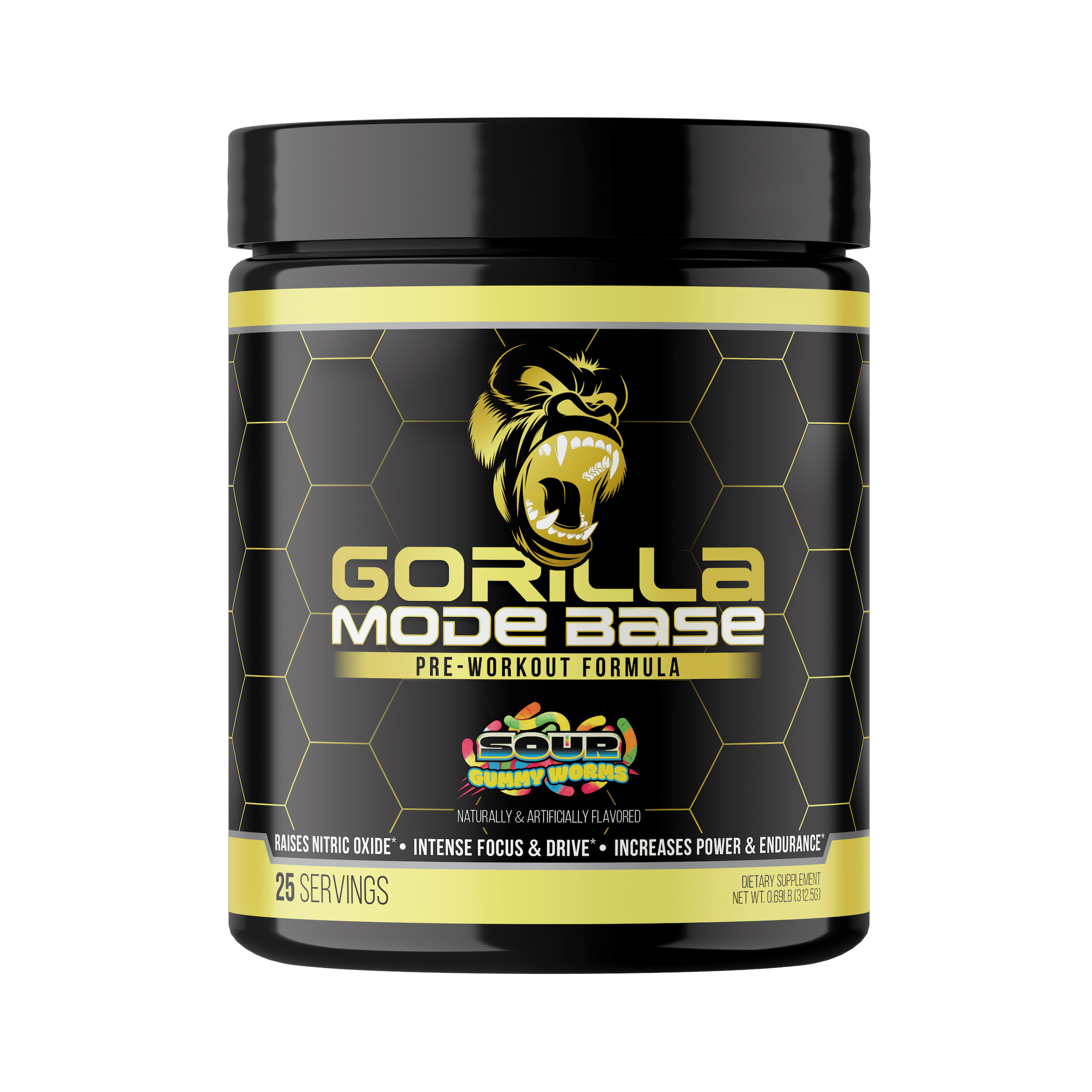 Gorilla Mind Base Pre-Workout Dietary Supplement Sour Gummy Worms