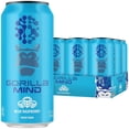 thumbnail image 1 of Gorilla Mind Energy Drink, Blue Raspberry, 16 fl oz Cans, Zero Sugar, Nootropic Performance Beverage, 12 Pack, 1 of 6