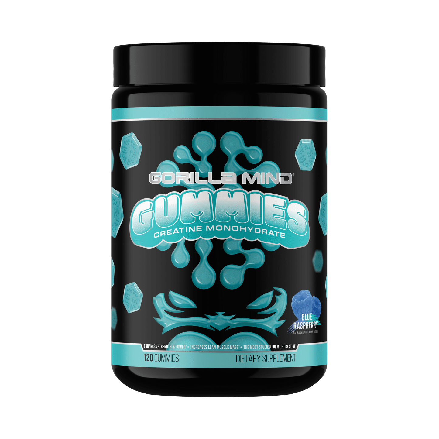 Gorilla Mind Creatine Gummies, 5g Creapure® Creatine Monohydrate, No Added Sugar, Blue Raspberry Flavor, 120 Count