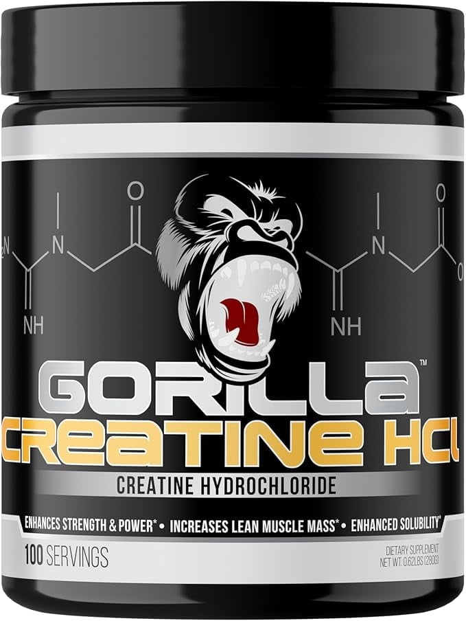 Gorilla Mind Creatine HCl Powder with Pepsin, Unflavored, 100 Servings