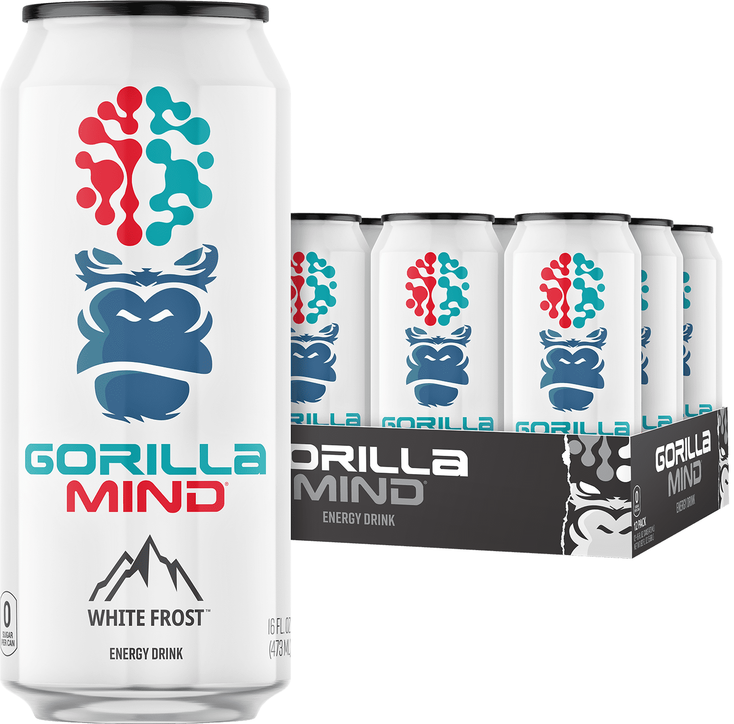 Gorilla Mind Energy Drink, No Sugar or Artificial Colors, White