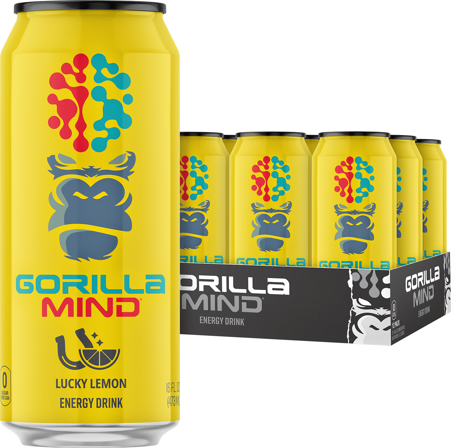 Gorilla Mind Energy Drink, No Sugar or Artificial Colors, Lucky