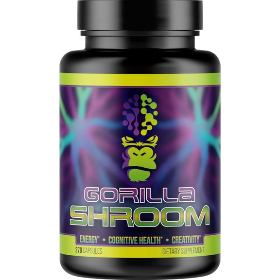 Gorilla Mind Shroom Nootropic Mushroom Supplement (6700mg) - 270 Capsules/Includes Lions Mane, Cordyceps, Reishi, Maitake/Increased Energy Immune Modulation, Enhanced Cognitive Functioning