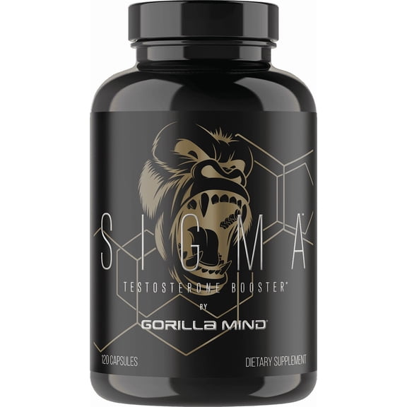 Gorilla Mind Sigma Testosterone Booster with Tongkat Ali and Fadogia Agrestis Extract, 120 Capsules