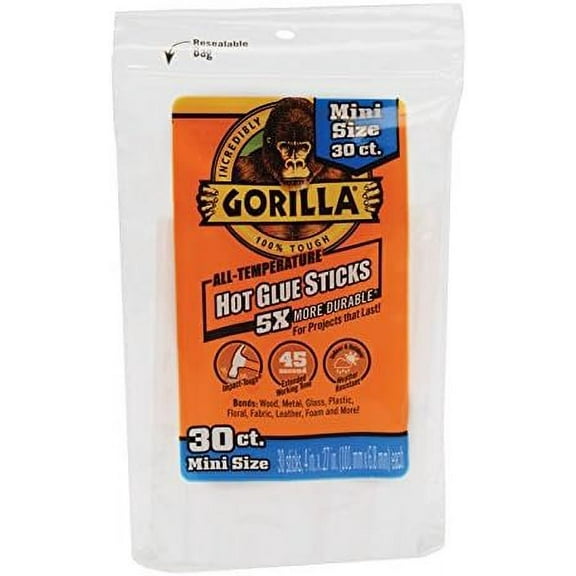 Gorilla Mini High Strength Hot Glue Sticks 30 pc.