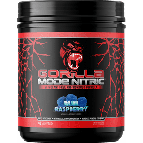 Gorilla Mode Nitric Upgraded Stimulant Free Pre-Workout Powder, Blue Raspberry, 1.77 lbs