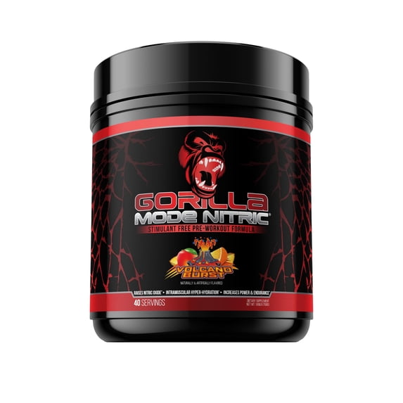 Gorilla Mode Nitric Stimulant-Free Volcano Burst Pre-Workout Formula 1.69 lb