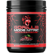 Gorilla Mode Nitric Upgraded Stimulant Free Pre-Workout Powder, Cherry Blackout, 1.71 lbs