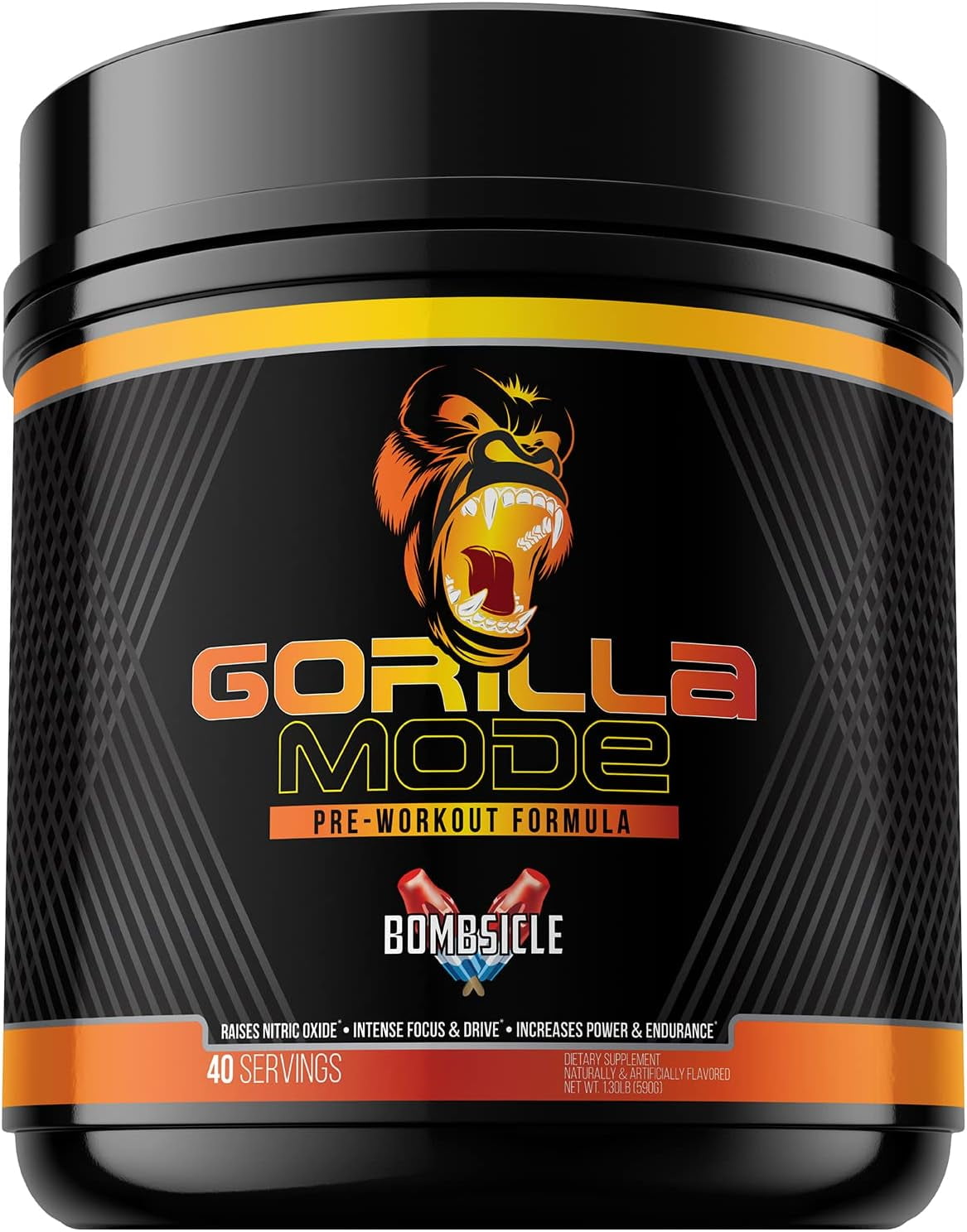 Gorilla Mode Pré-Entraînement - Saveur Bombsicle, 1,33 Lbs (40 Portions), Boost D'énergie !
