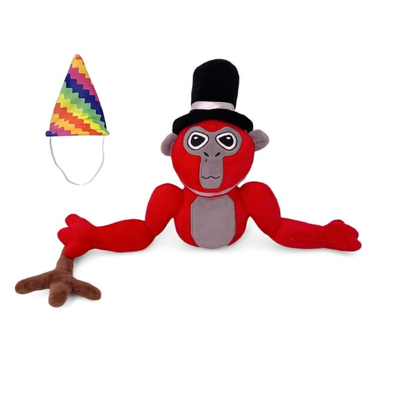 Gorilla Monkey Plush - Stuffed Animal for Game Fans, Ideal for Birthday Parties (Red)