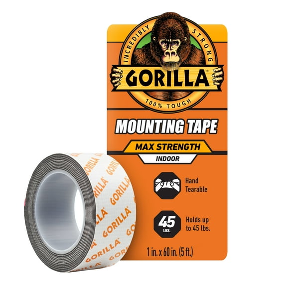Gorilla Mounting Tape Max Strength 60inches 6pc Bulk Black Color