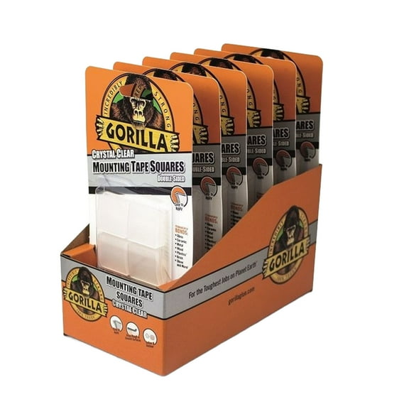 Gorilla Mounting Tape Squares Crystal Clear 2.5cm x 2.5cm 24pk