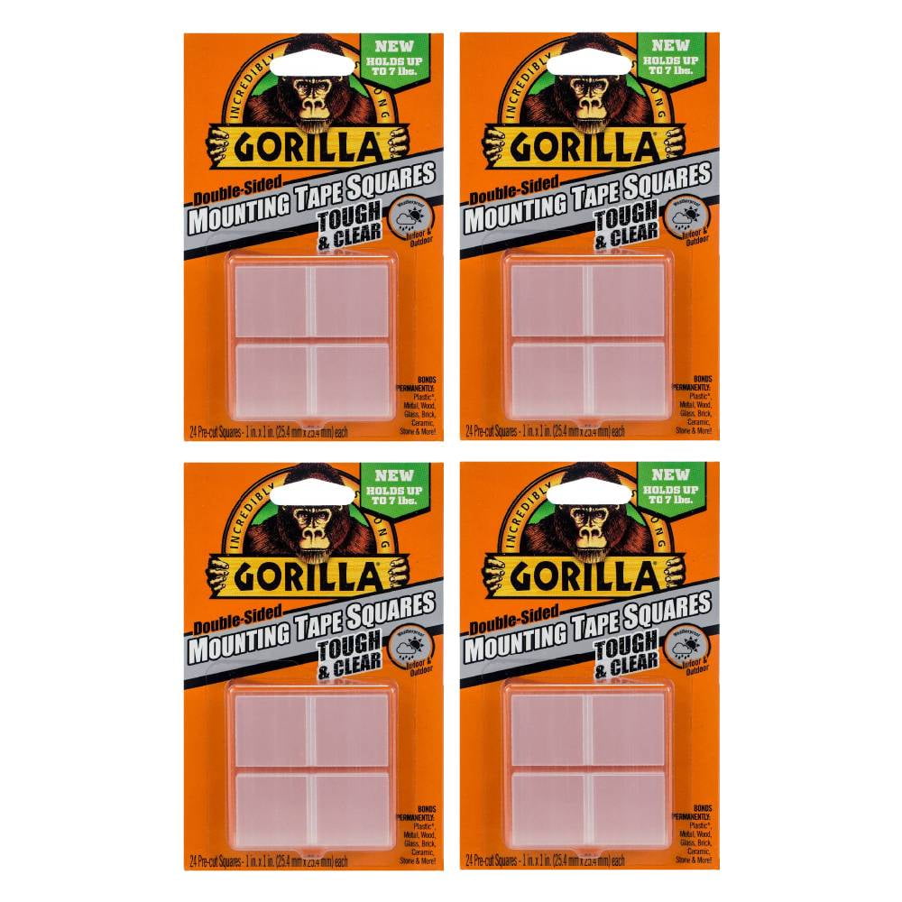 Gorilla Mounting Tape Squares PreCut 1 in x 1 in Double Sided 24