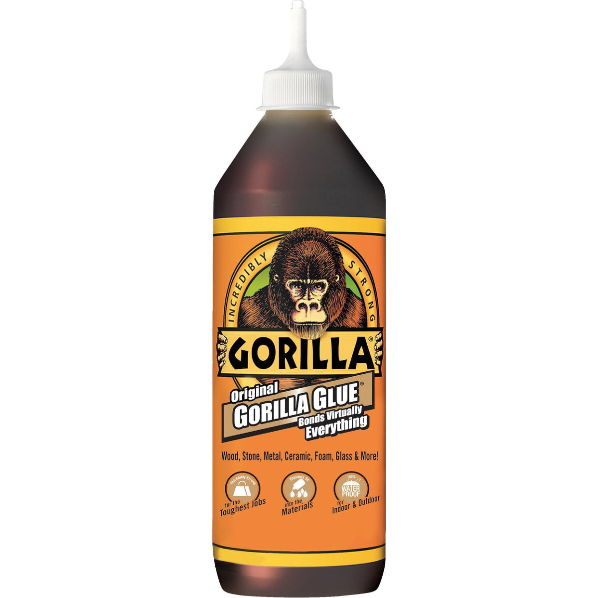 Gorilla Original Gorilla Glue, Waterproof Polyurethane Glue, 36 ounce Bottle, Brown, Pack of 2 — Exterior Wood Surfaces, UV-Resistant Formula