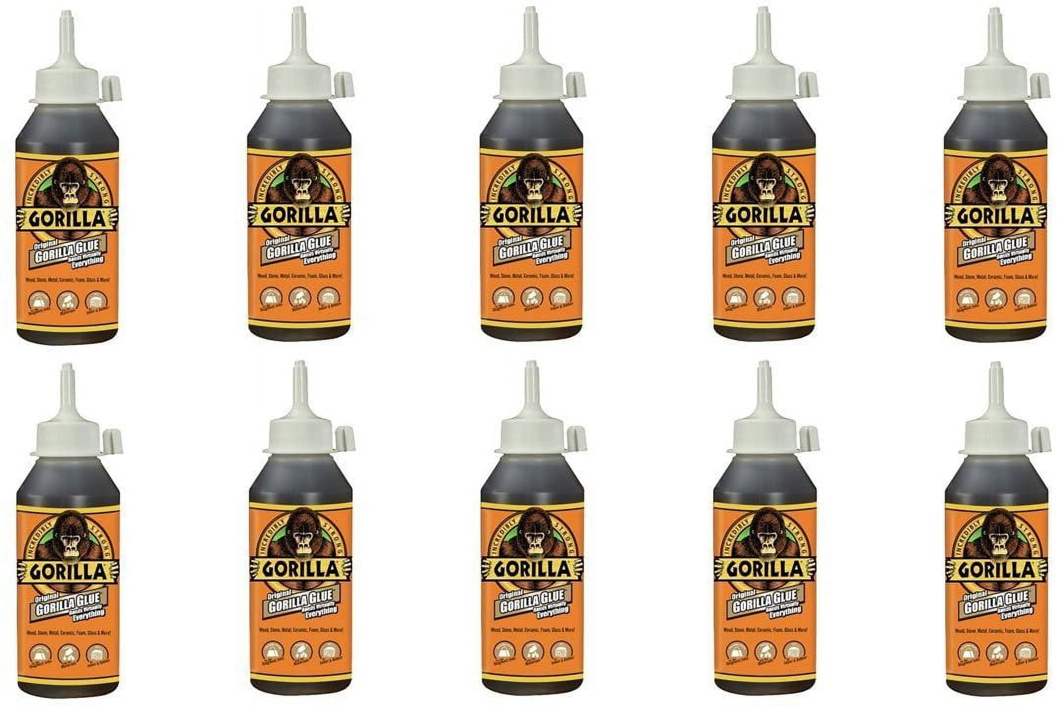 Gorilla Original Waterproof Polyurethane Glue, 8 ounce Bottle, Brown, Pack of 10