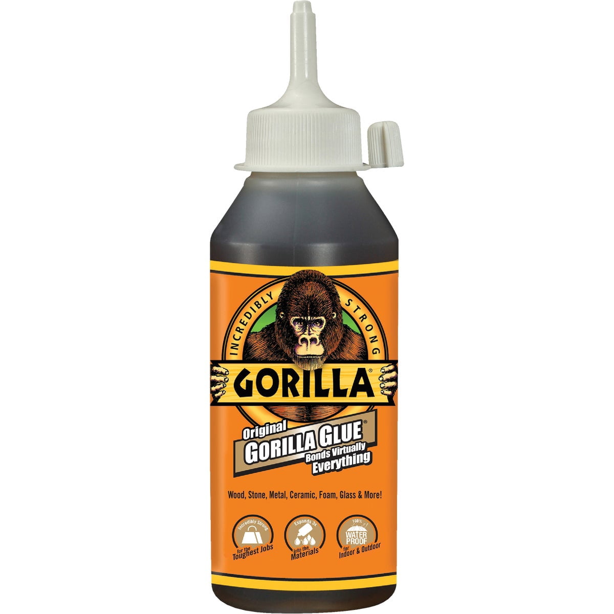 Gorilla Original Waterproof Polyurethane Glue, 8 ounce Bottle, Brown, (Pack of 3)