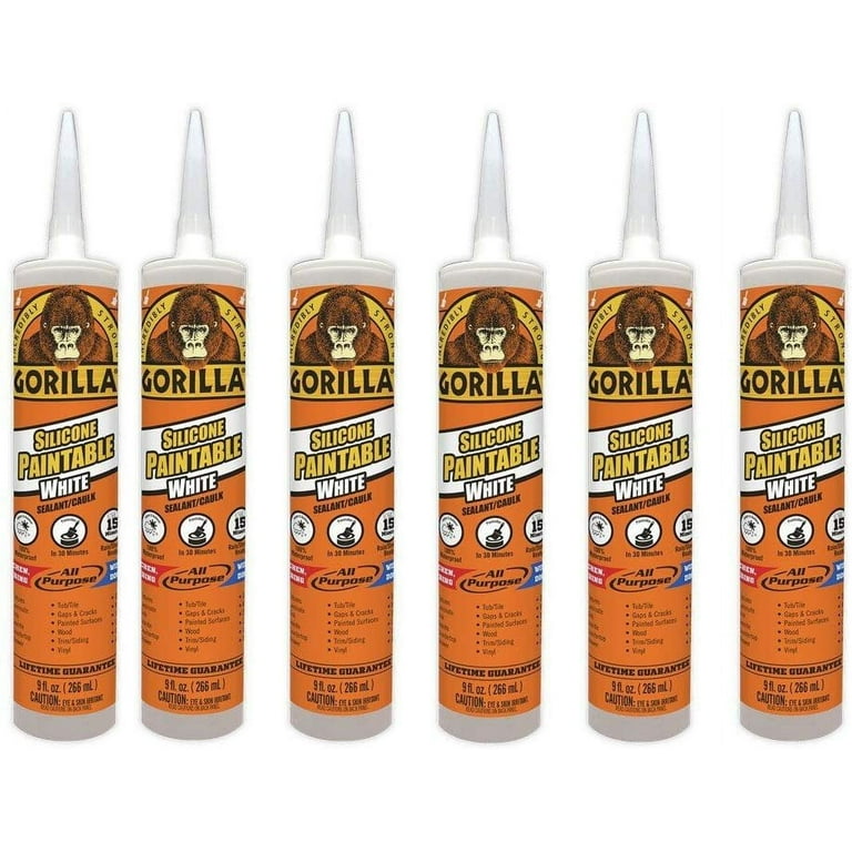 Gorilla Paintable Silicone Sealant Caulk, Waterproof and Mold