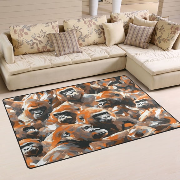 Gorilla Pattern Soft Polyester Area Rug 31''x20'', Non Slip, Memory Foam, Water Absorbent