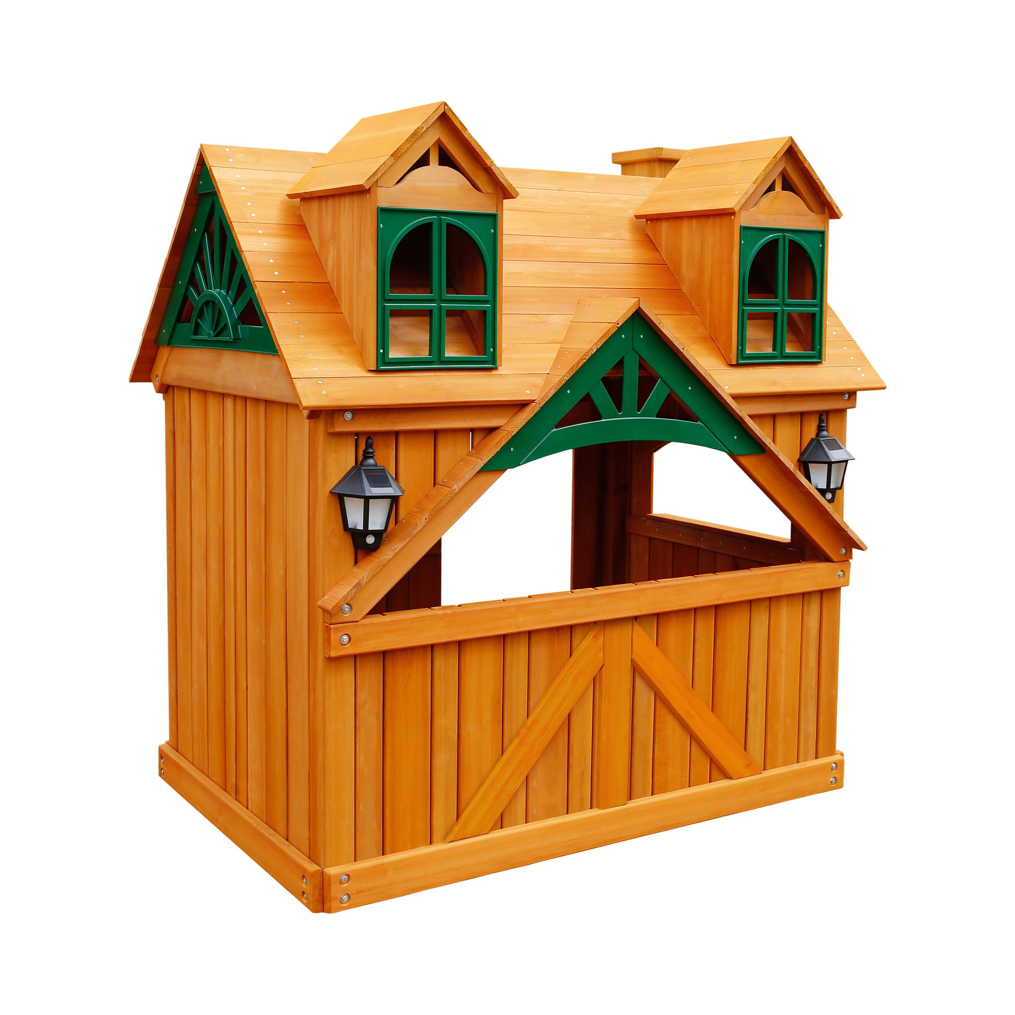 Gorilla Playsets 013036G Malibu Wooden Playhouse with 2 Solar Wall