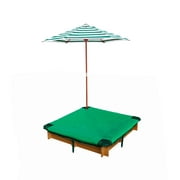 Gorilla Playsets 02-3019 Wooden Interlocking Sandbox with Umbrella and Cover - 45.5 in. W x 45.5 in. D x 8 in. H