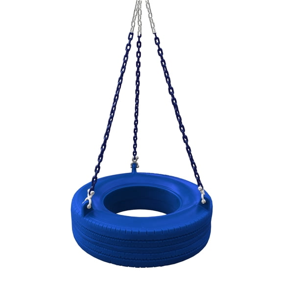 Gorilla Playsets 360 Turbo Tire Swing Spinning Swing for Swing Set- Blue with Blue Chains