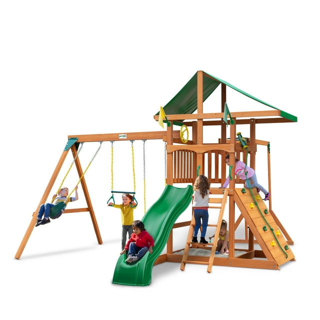 Gorilla Playsets Avalon Wooden Cedar Swing Set with Vinyl Canopy