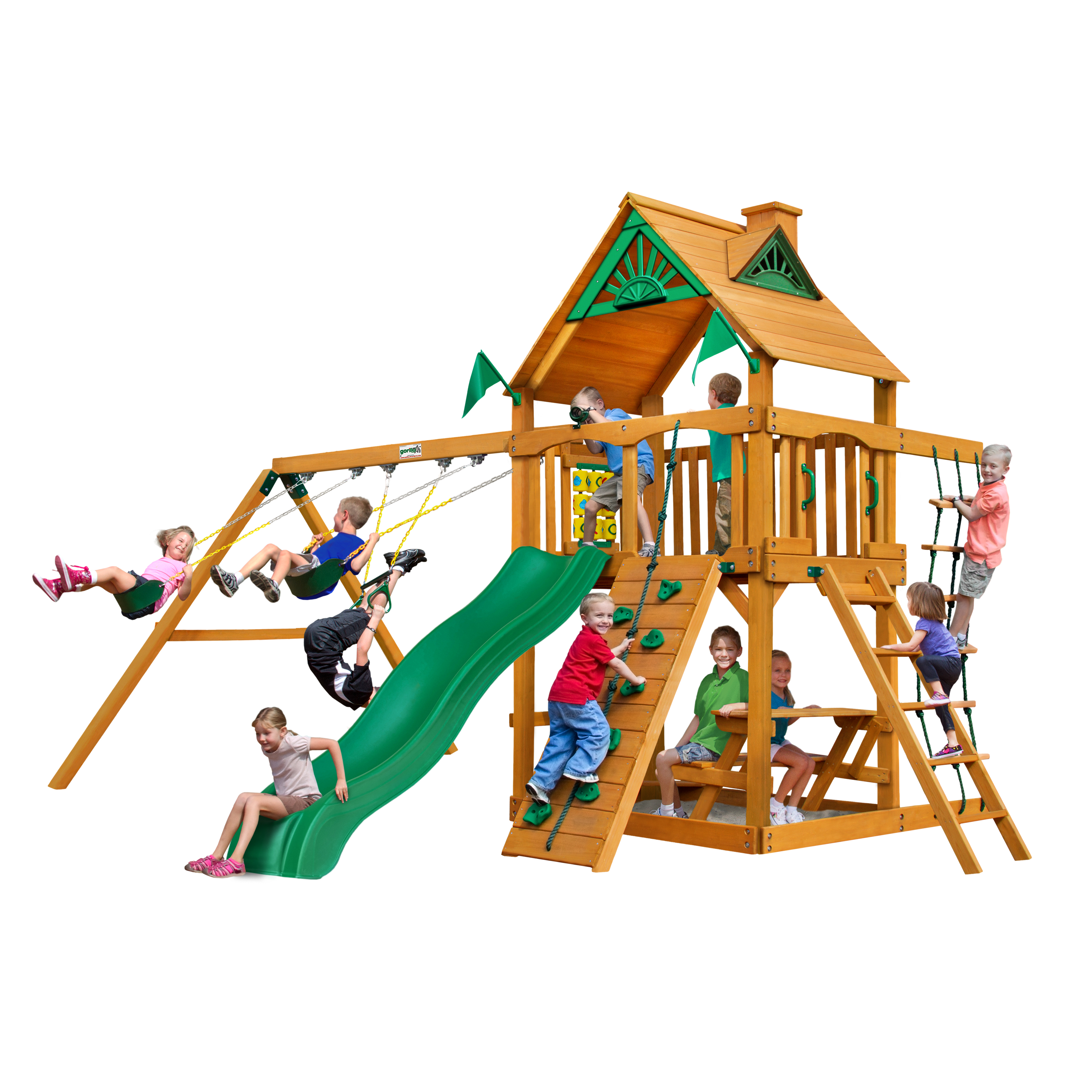 Gorilla Playsets Chateau Cedar Swing Set with Natural Cedar Posts - image 1 of 15
