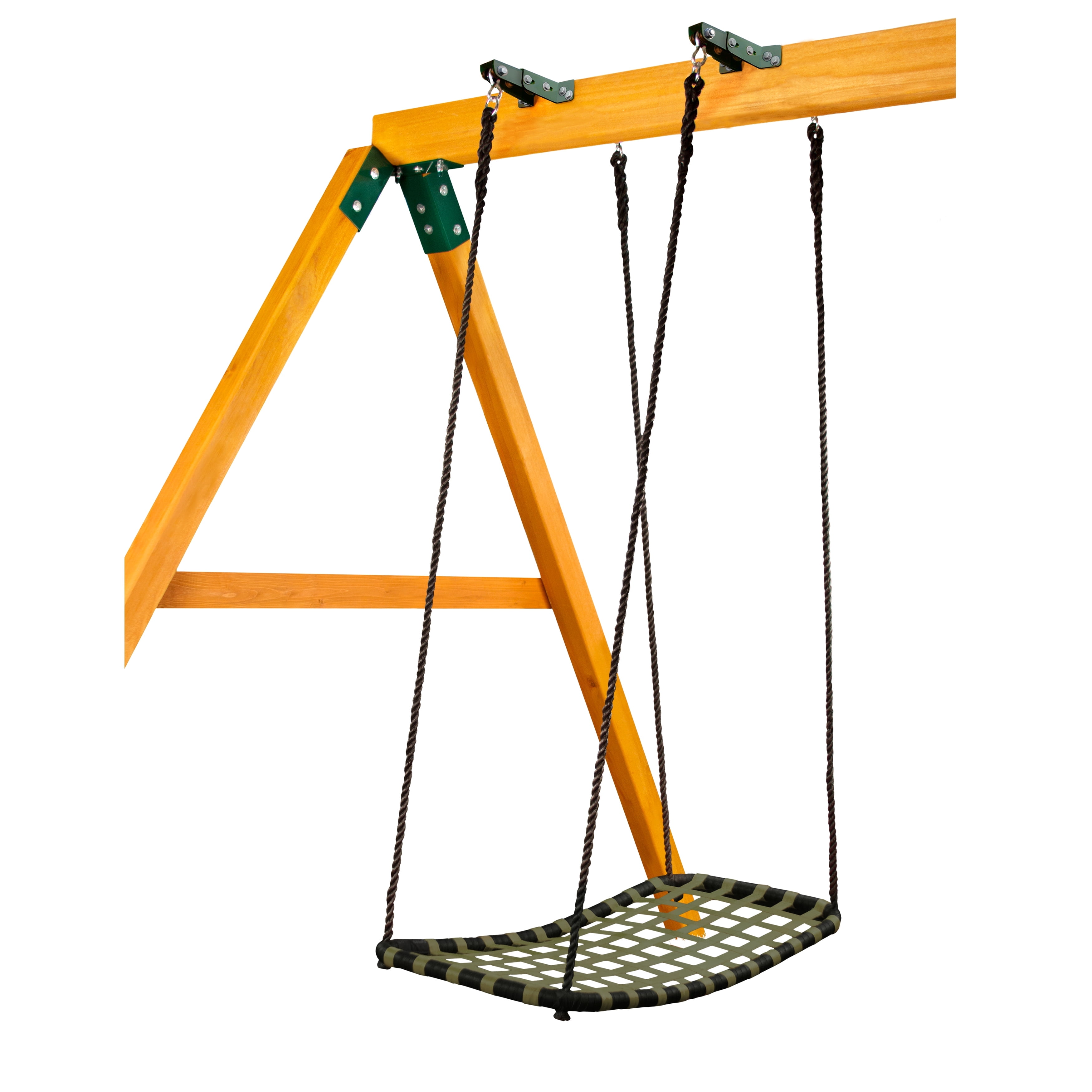 Green and Black Nylon Web Swing with Adjustable Glider Brackets