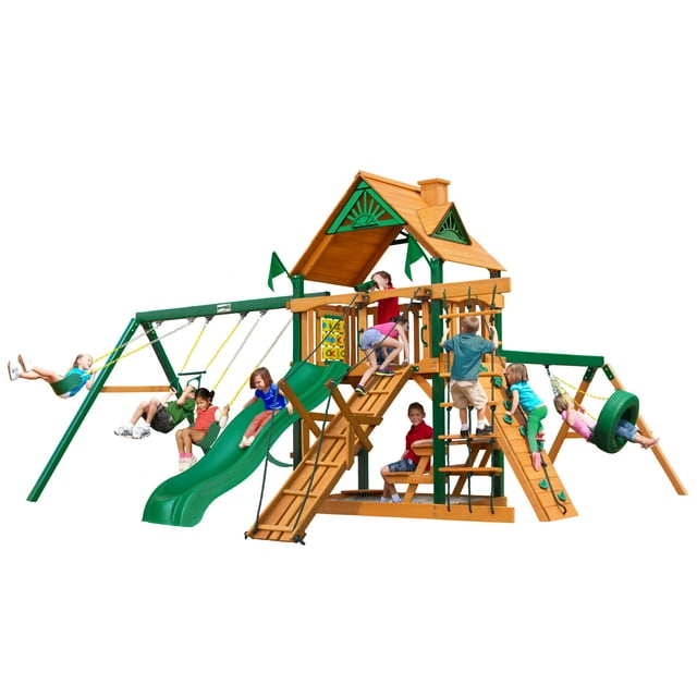 Gorilla Playsets Frontier Cedar Swing Set with Timber Shield Posts