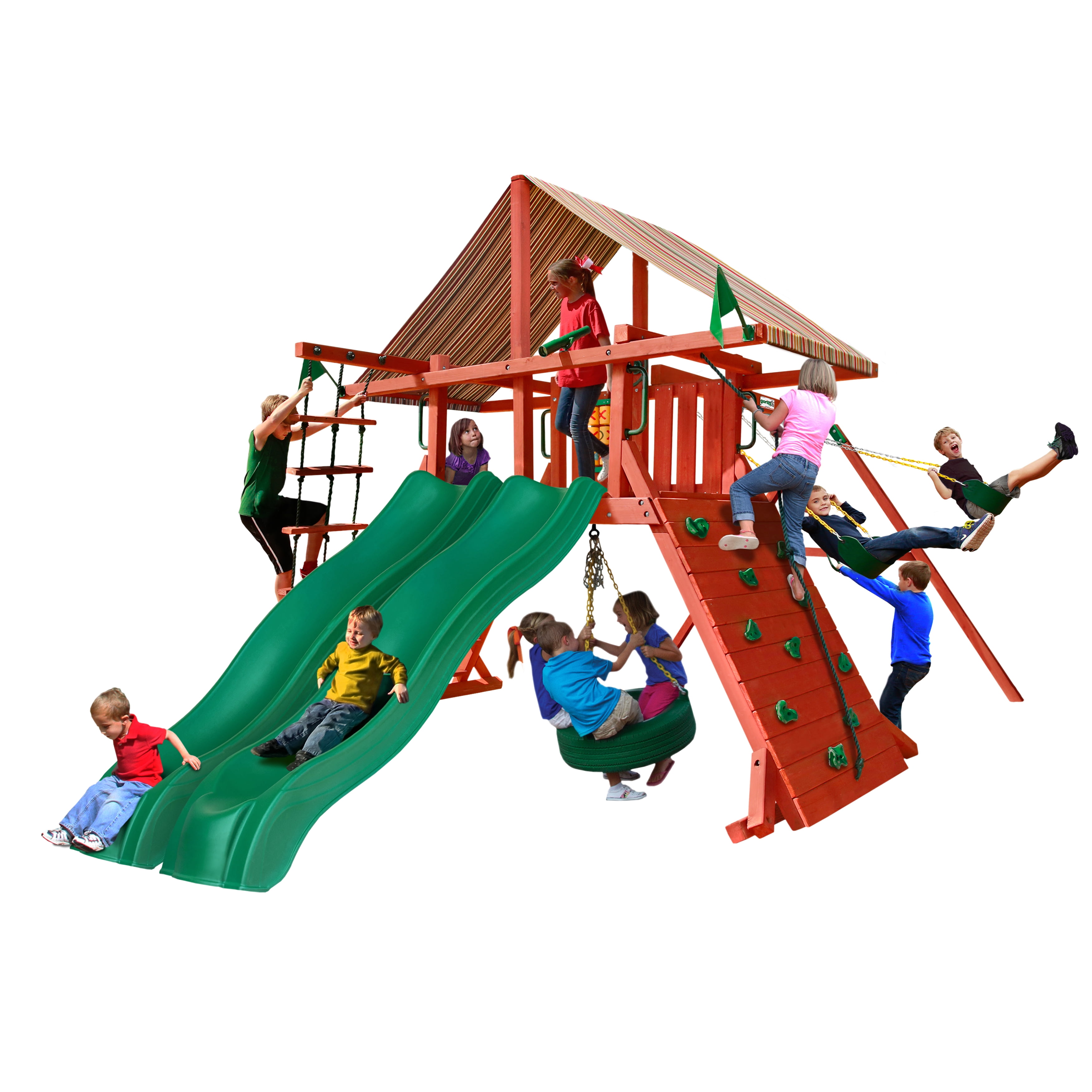 Gorilla Playsets Sun Climber Extreme Wooden Swing Set with Sunbrella