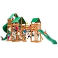 thumbnail image 1 of Gorilla Playsets Treasure Trove I Wooden Swing Set with Green Vinyl Canopy, 2 Slides, and Clatter Bridge and Tower, 1 of 6