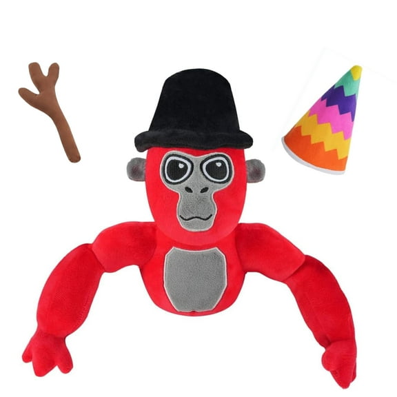 Gorilla Plush Tag Plush, Cute Gorilla Monkey Plush, Suitable as a Present for Game Fans, Ideal Present for Kids Birthdays and Easter.Red