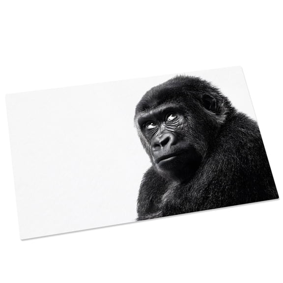 Gorilla Portrait Door Mat 16x24 Inch Animal Minimalist Modern Black White Entryway Rug with Non-Slip Rubber, Front Door Mat Indoor Floor Mats for Living Room Bathroom Bedroom Home Office