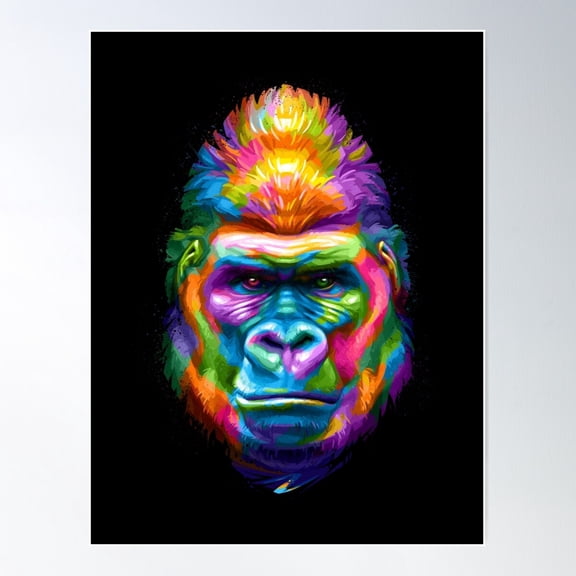 Gorilla Poster Wall Art, Modern Wall Decor For Living Room Bedroom, 8x12 UNFRAMED