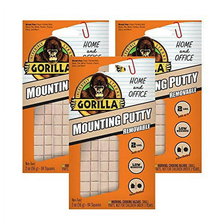 Gorilla Removable Mounting Putty, 84 Pre-cut Squares, Off White