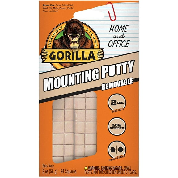 Gorilla Mounting Putty Removable - 84 Pieces, White