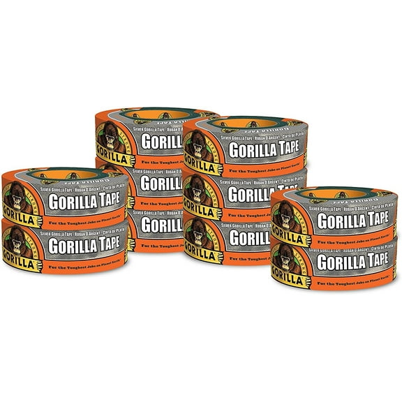 Gorilla Duct Tape Silver - Strong Adhesive - 10 Pack, 1.88" x 35 yd, Silver